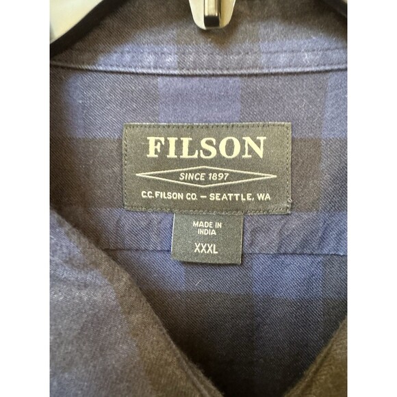 Filson Men’s XXXL Alaska Guide Blue Plaid Long Sleeve Button Shirt 100% Cotton - Picture 2 of 6